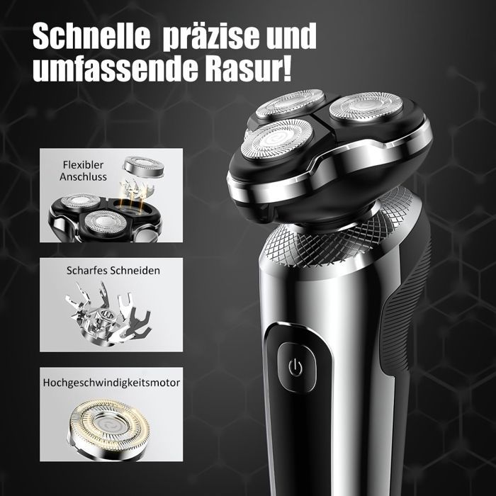 Barbeador elétrico 5 em 1 para homens, barbeador sem fio para cabeças calvas, aparador de barba e cabelo, à prova d'água IPX5, tela LCD