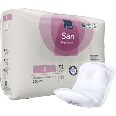 Abena San Premium näkymätön vuotosuoja 2 inkontinenssisuojaa, anatominen muoto, 30 kpl.