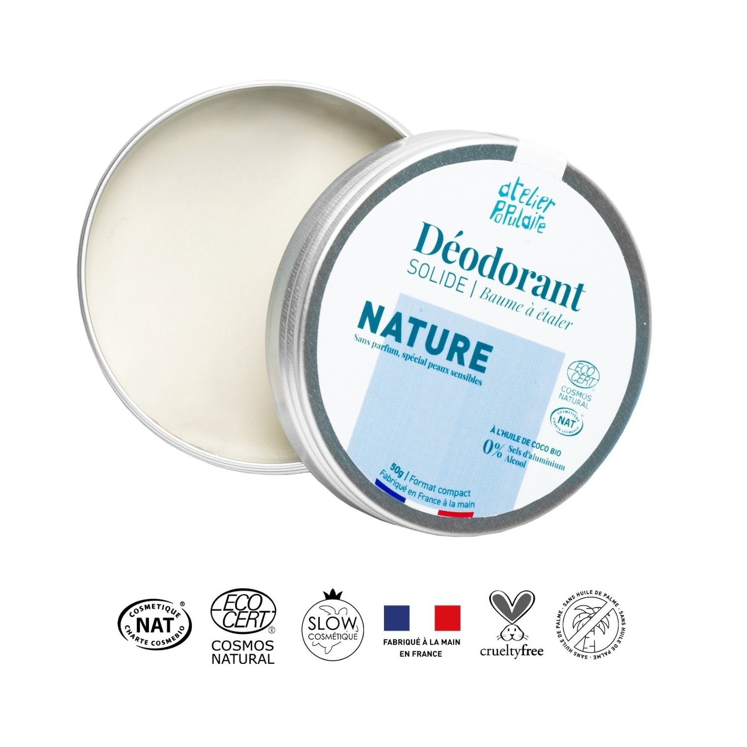 atelier populaire Déodorant solide certifié bio | Nature |