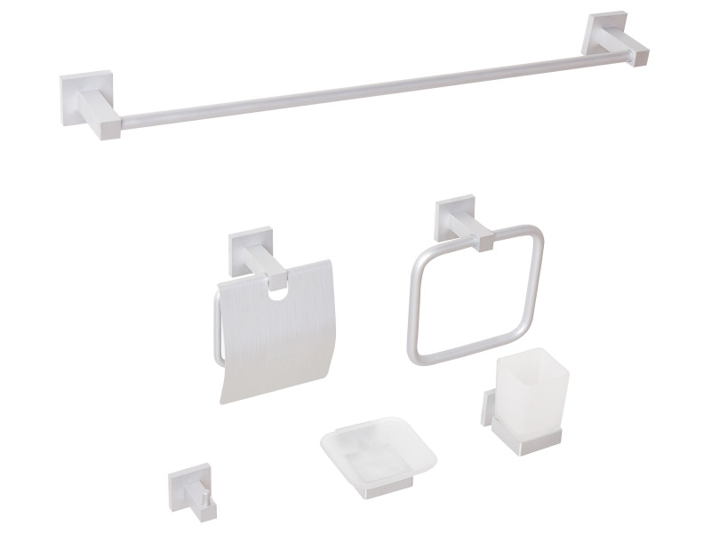 Komplet uchwytów łazienkowych aluminium srebrny