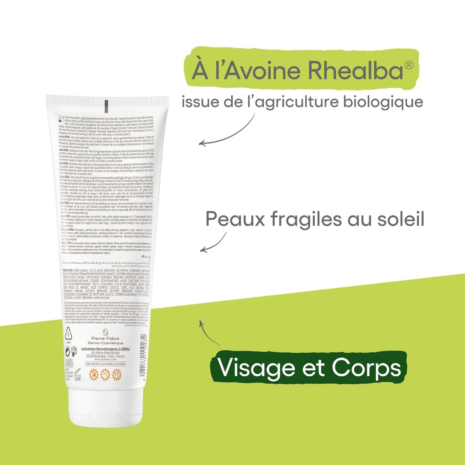 A-DERMA Lait solaire SPF50+