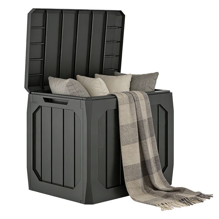 Caja de almacenamiento para exteriores - Outsunny - 121 L - Con asas, contenedor impermeable - PP - 56 x 45 x 53 cm - Negro