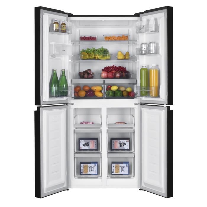 Koelkast met 4 deuren en waterdispenser - 464 liter - Total No Frost - B79 cm x H180 cm - Zwart - Energieklasse D