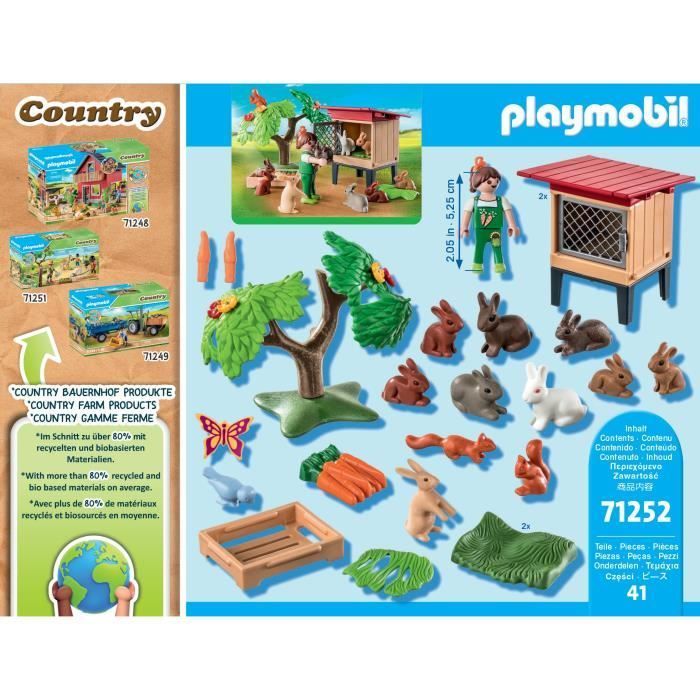 PLAYMOBIL 71252 Enfant avec enclos et lapins, Country La Ferme, Animaux de la ferme, Dès 4 ans