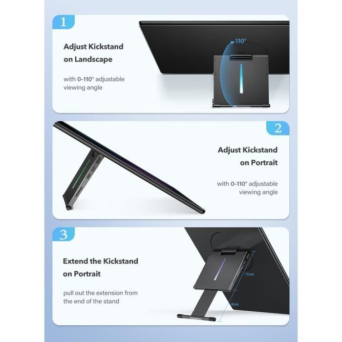 Écran Portable - CDISPLAY - 17,3 Pouces - Full HD 1080P - IPS - Temps de réponse 16 ms