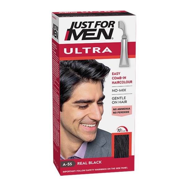 Just For Men Ultra Haarfarbe A55 Echtschwarz | Geschenkidee für Papa | Superdrug