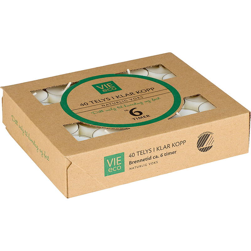 Vie Eco värmeljus 40-pack 6 timmar ECO Svanenmärkt