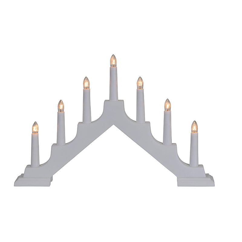 Adventsljusstake 7-armad, vit plast, Trysil