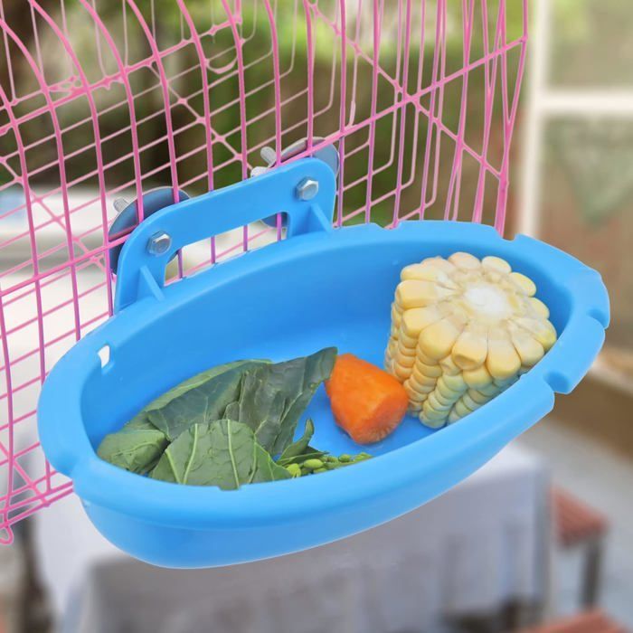 Baignoire Oiseaux Cage Bains d'oiseaux Petits Perroquets Suspendue Bathtub Accessoires pour Perruche/Canaris (Bleu) Label