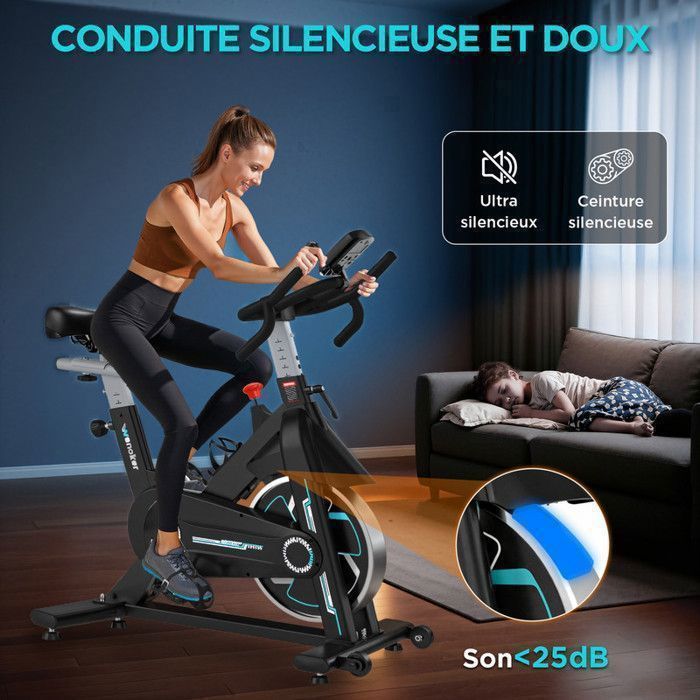 Wenoker hometrainer - App-compatibel - Verstelbare weerstand - Vliegwiel van 10 kg - LCD-scherm - Tablethouder
