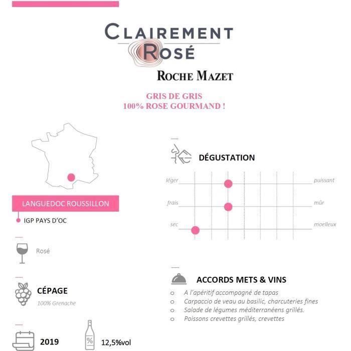 Clairement Rosé de Roche Mazet Pays d’Oc - Vin rosé de Languedoc 2024 x6