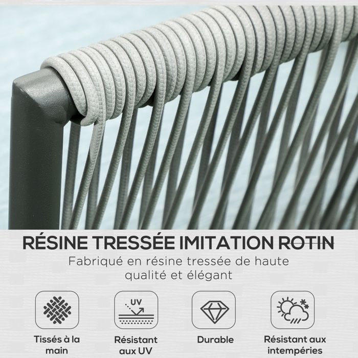 Outsunny - Set di mobili da giardino - Alluminio - 120x71x65 cm - Grigio