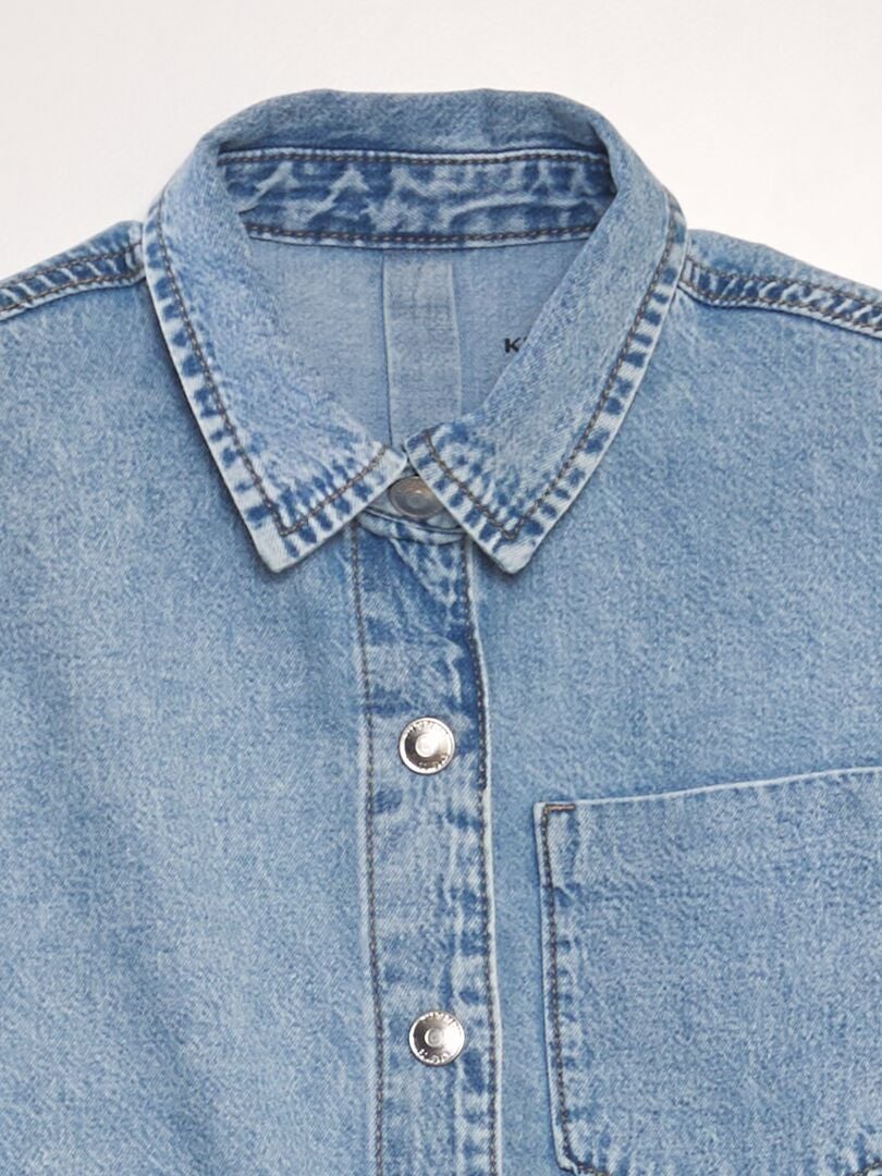 Camisa jeans desbotada - AZUL
