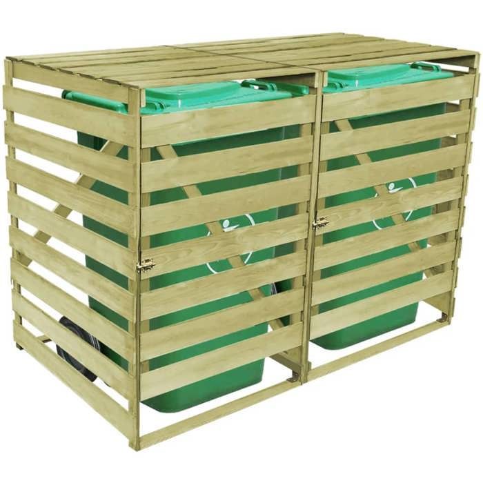 Cache Poubelle/ Abri pour poubelle - VIDAXL - double 240 L Bois imprégné CC6786666