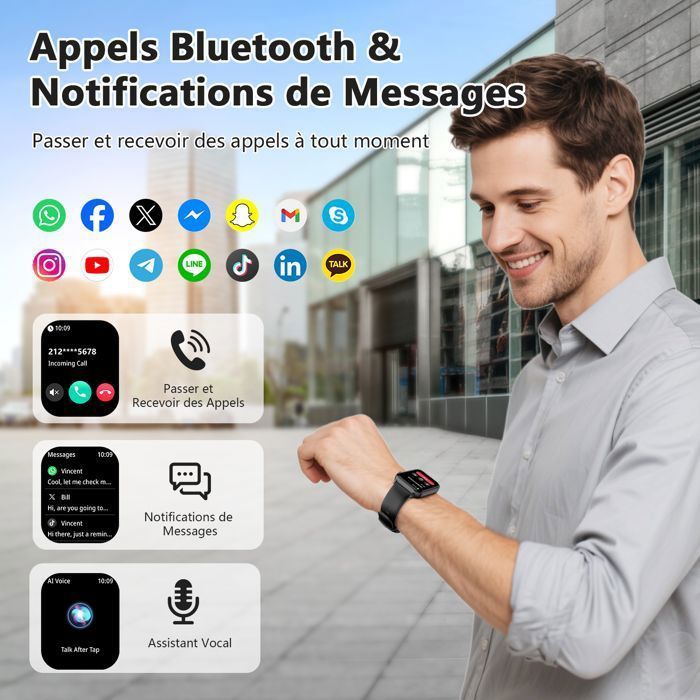 Blackview R30MAX Smartwatch für Damen, Herren und Jugendliche mit Bluetooth-Anrufen, Sprachassistent, Funktionen für Frauen, Schlafüberwachung und SpO2-Messung – Schwarz