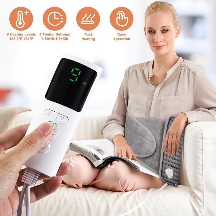 TTLIFE 125×30 cm Lumbar Heating Belt, Electric Heating Pad with 9 Heat Levels & 4 Timers — Grey