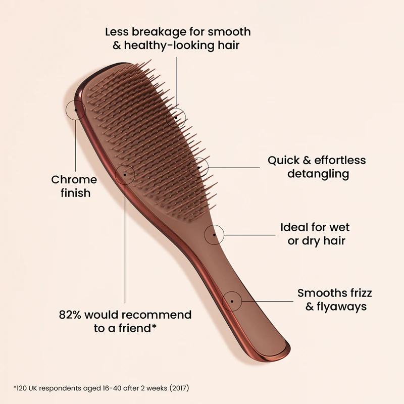 Escova plana cromada Tangle Teezer Ultimate Detangler para cabelos lisos e cacheados
