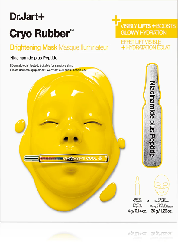 Dr. Jart+ Cryo Rubber™ Brightening Mask: een intensief hydrogelmasker met een oplichtend effect.