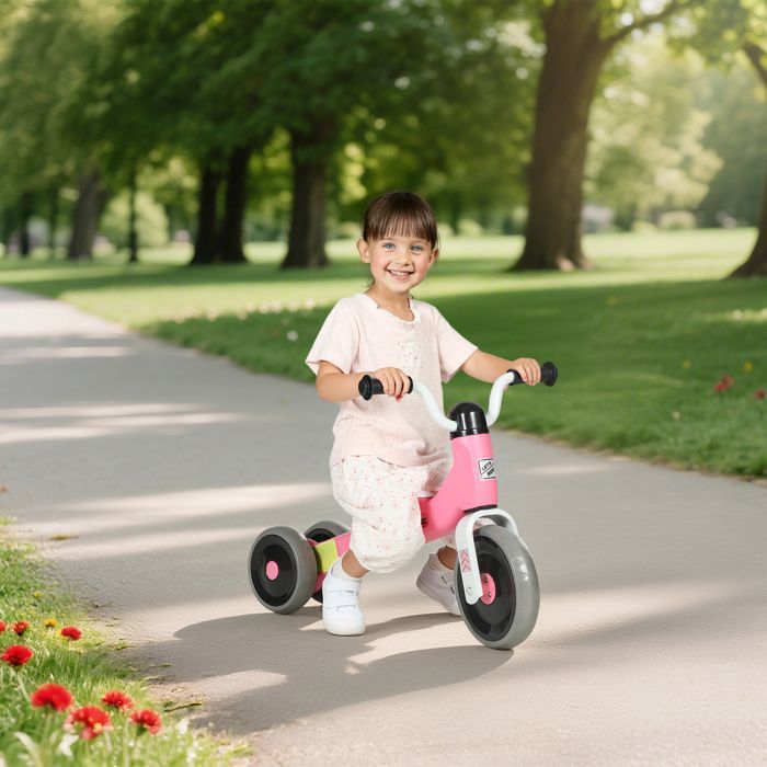 Loopfiets voor baby's - AIYAPLAY - 1-3 jaar - 3 stille wielen - voor binnen en buiten - metaal en kunststof - 69x40x49 cm, roze