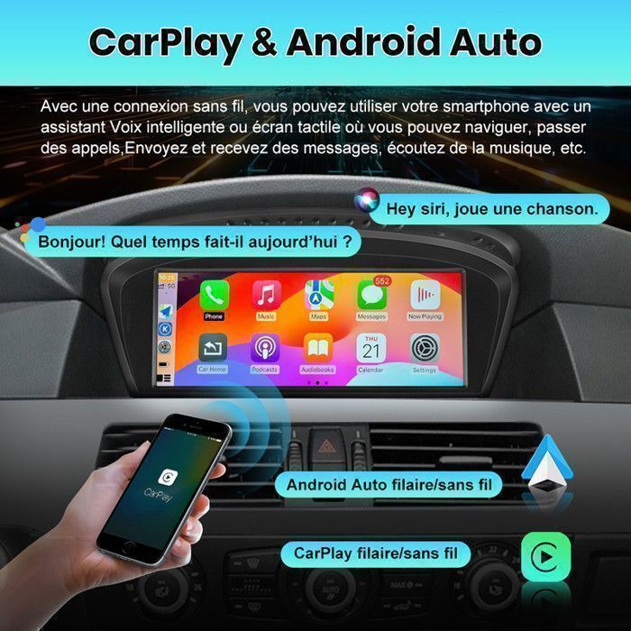 Linux Car Radio for BMW 5 Series E60 E61 E63 E64 3 Series E90 E91 E92 Carplay Android Auto 8.8'' HD screen 1280*480 (No system)