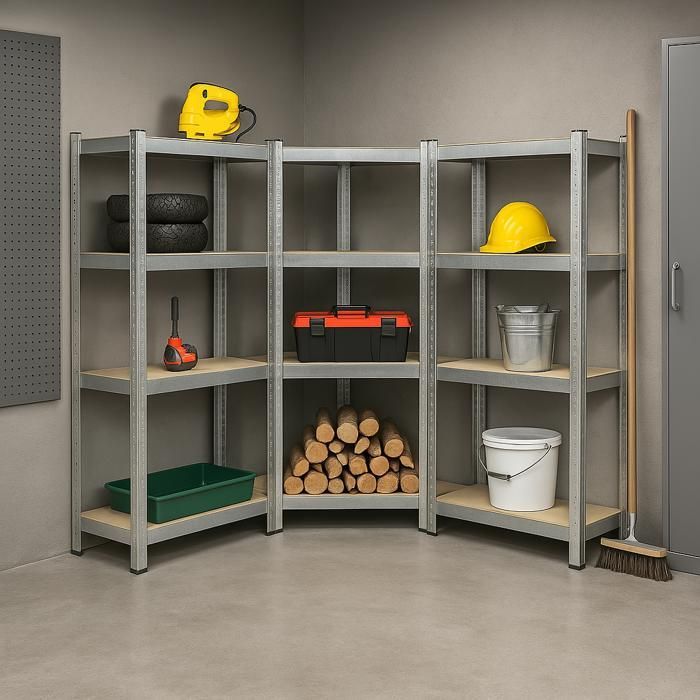 Robuust hoekwerkbankrek 150 x 30 x 140 cm - EURO VANADIUM - 12 schappen - max. 960 kg