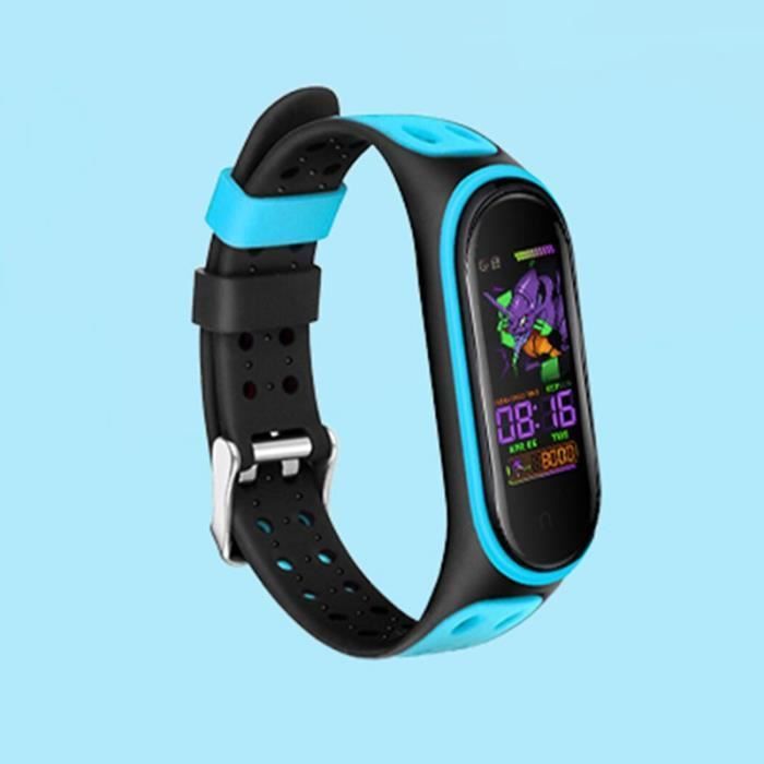 Bracelet Pour Montre Connectée Bande Montre En Bi-Couleur Bracelet De Remplacement Pour Xiaomi Mi Band 5 -Noir-Bleu