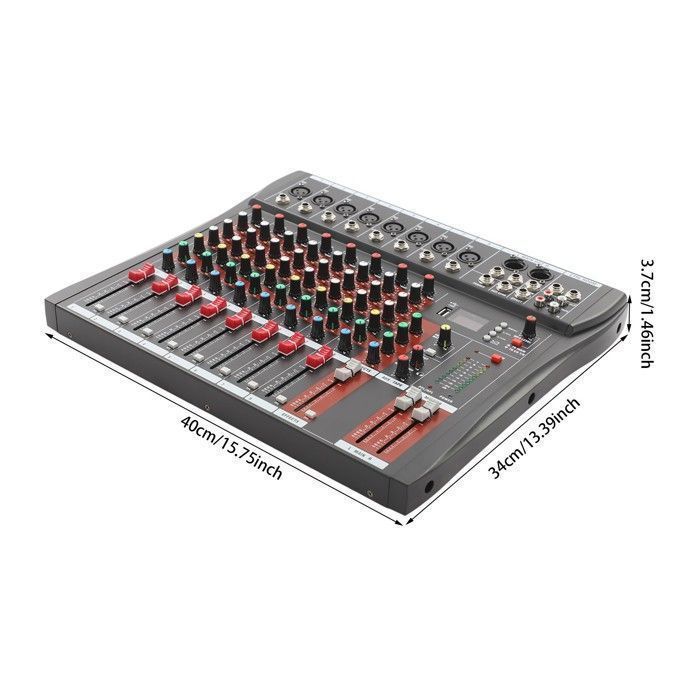 Mesa de mistura profissional de 8 canais para DJ - Console de controlo - Mixer de áudio - Mesa de DJ - Conexão USB Bluetooth