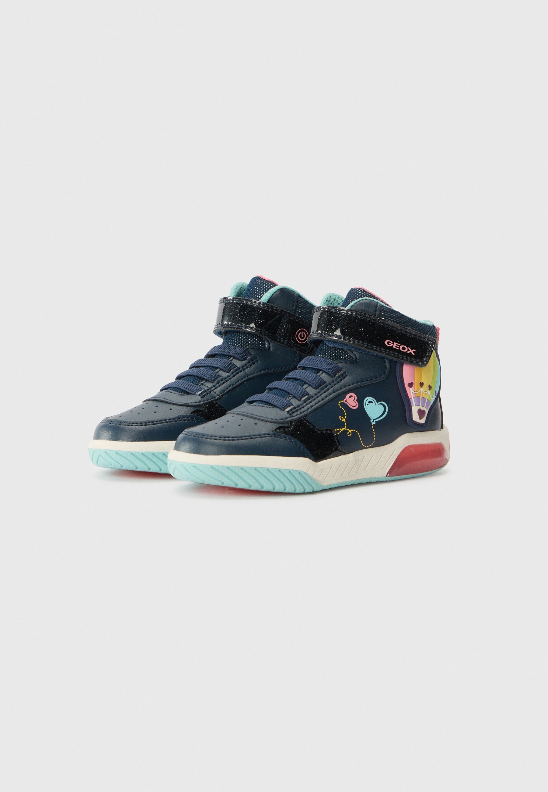 Geox J INEK - Scarpe da ginnastica alte - blu navy/acquamarina