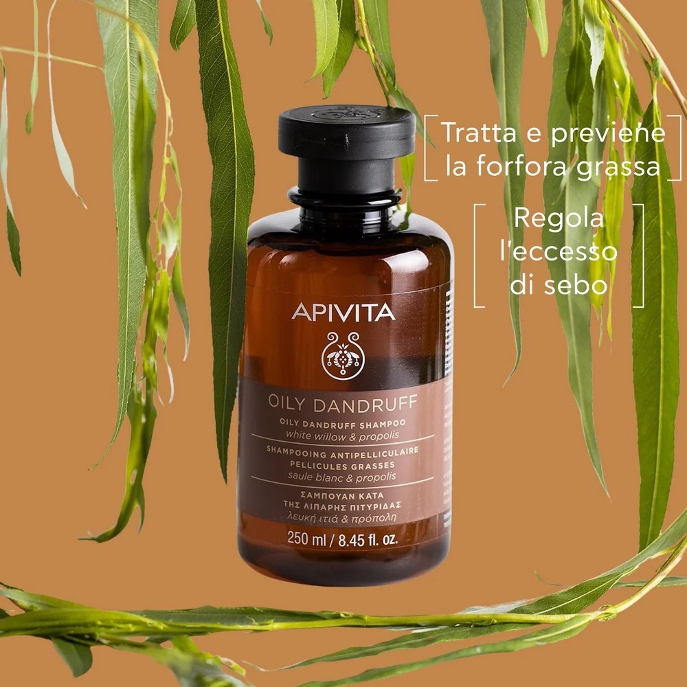 APIVITA Apivita Anti-vette roosshampoo met wilgenolie en propolis 250 ml met vetfosfor