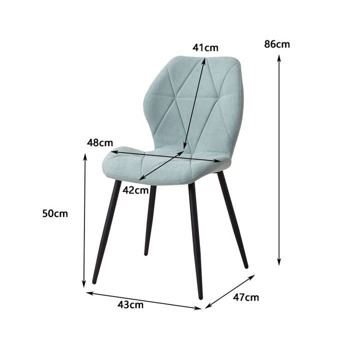 Chaises de salle à manger - Vintage - Lot de 4 - En lin - Pieds en métal - Couleur menthe