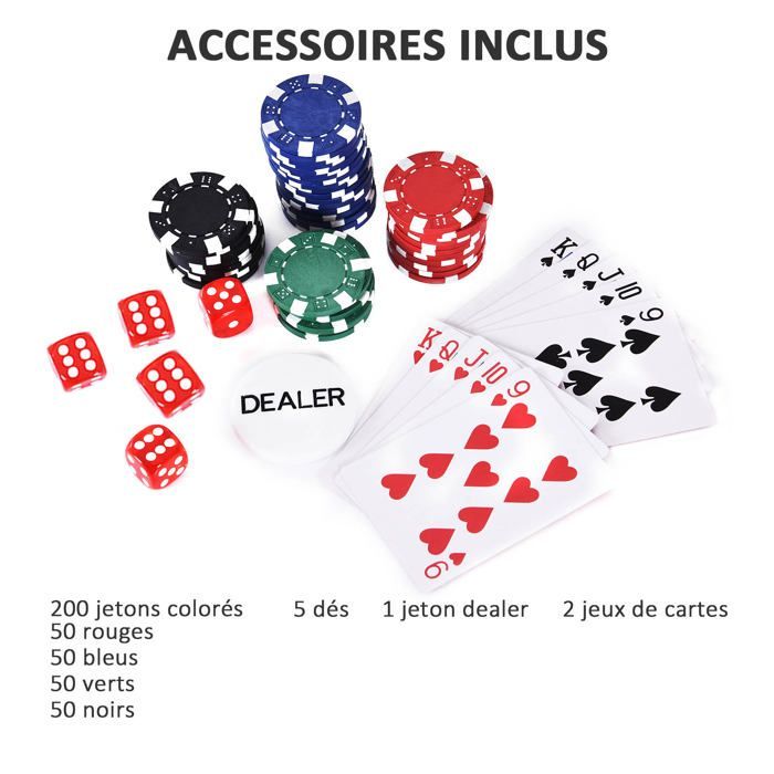 Juego de póker - HOMCOM - Juego completo con 200 fichas, 2 barajas de cartas, 2 llaves y estuche - Aluminio - Gris