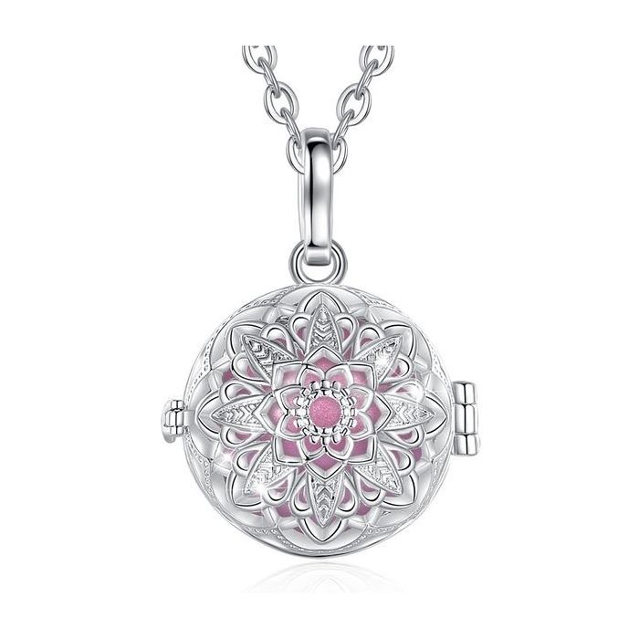 Pregnancy Bola Necklace, Starry Flower Cage, Pink Ball