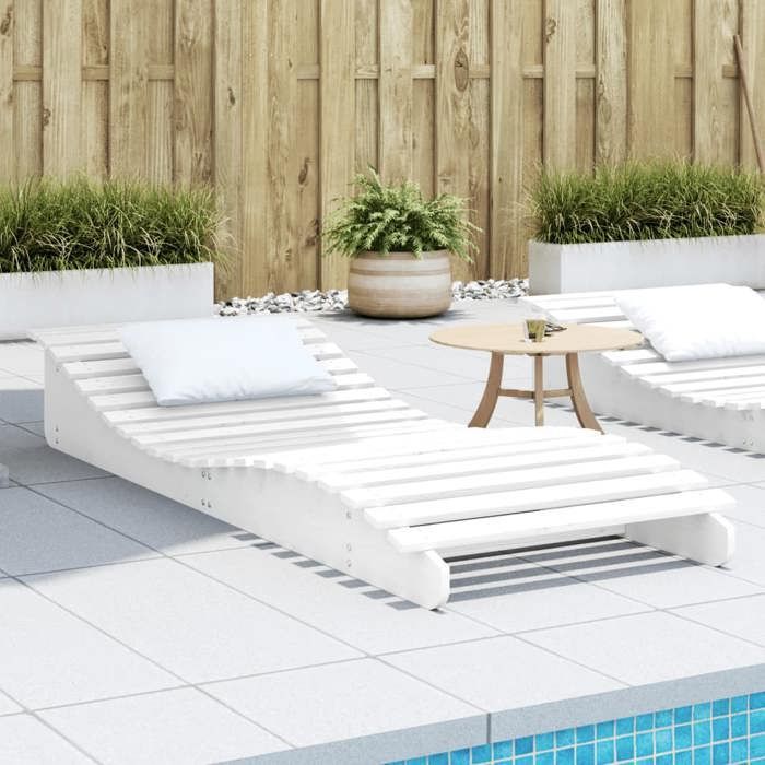 Tumbona vidaXL, tumbona para patio, cama de día para jardín, cama de día para piscina, terraza, balcón, moderna, madera blanca 832585