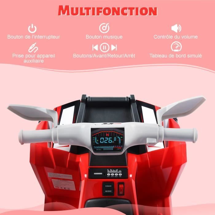 Quad eléctrico infantil HOMEMIYN - Coche de playa - Función MP3 - Suspensión en las ruedas