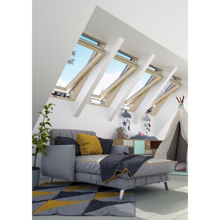OKPOL Rotating Roof Window, Wood, 134 x 98 cm - ISOV I22 - Triple Glazed