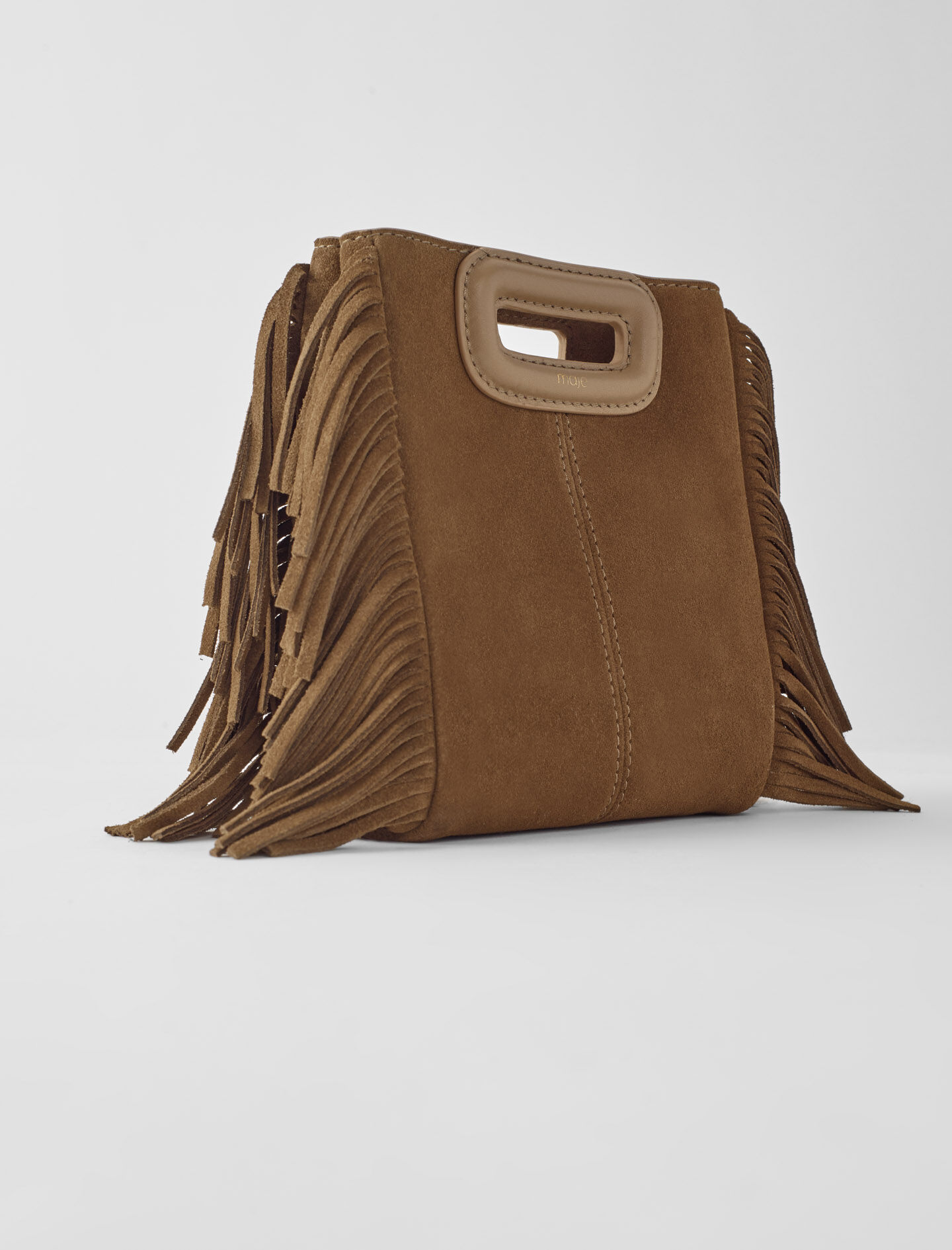 Mini handtas van camelkleurig leer (middelgroot)