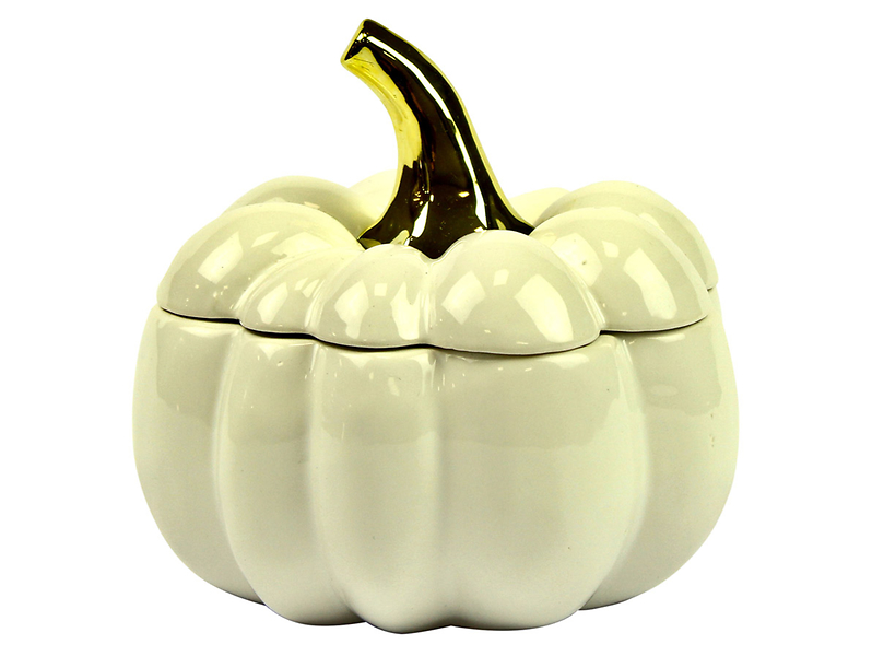 Figurka pojemnik ceramiczna Dynia 14 cm beżowa