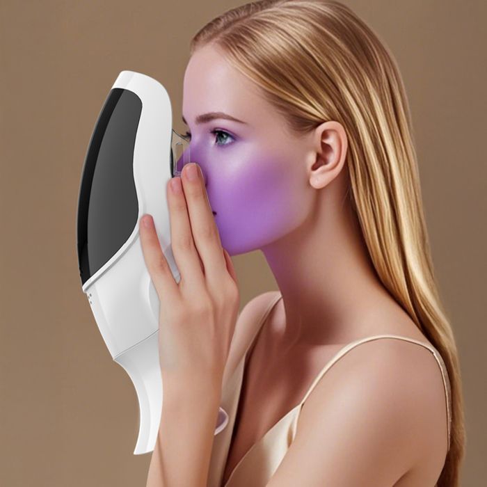 Mascarilla facial de terapia de luz LED DAM con 7 colores. Para rostro y cuello. 19,2 x 9 x 30,1 cm. Color: Blanco