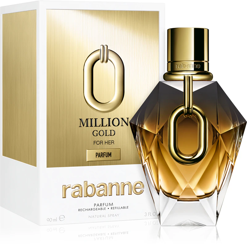 Rabanne Million Gold For Her Le Parfum, perfume recarregável para mulheres.