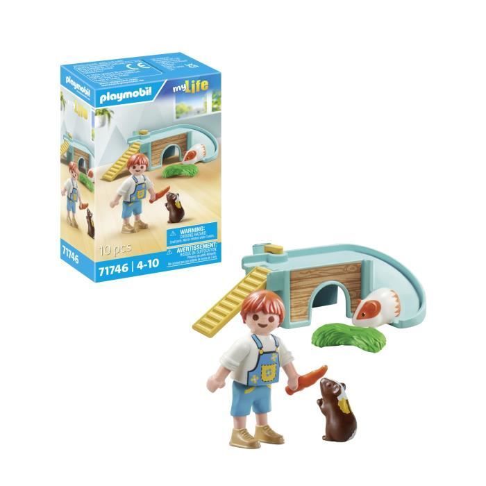 PLAYMOBIL 71746 Kind met 2 cavia's en speelplek, Mijn leven, 10 onderdelen, Leeftijd 4+