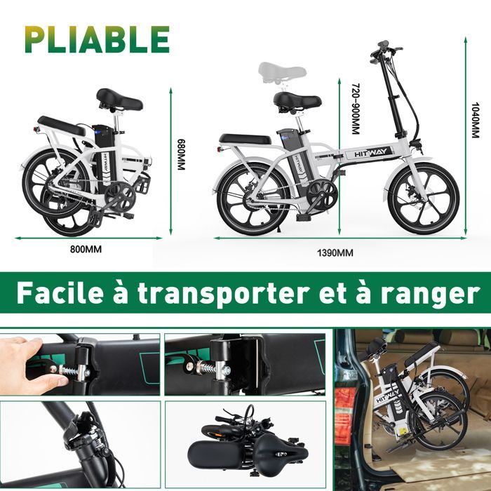 HITWAY Vélo électrique pliable 16