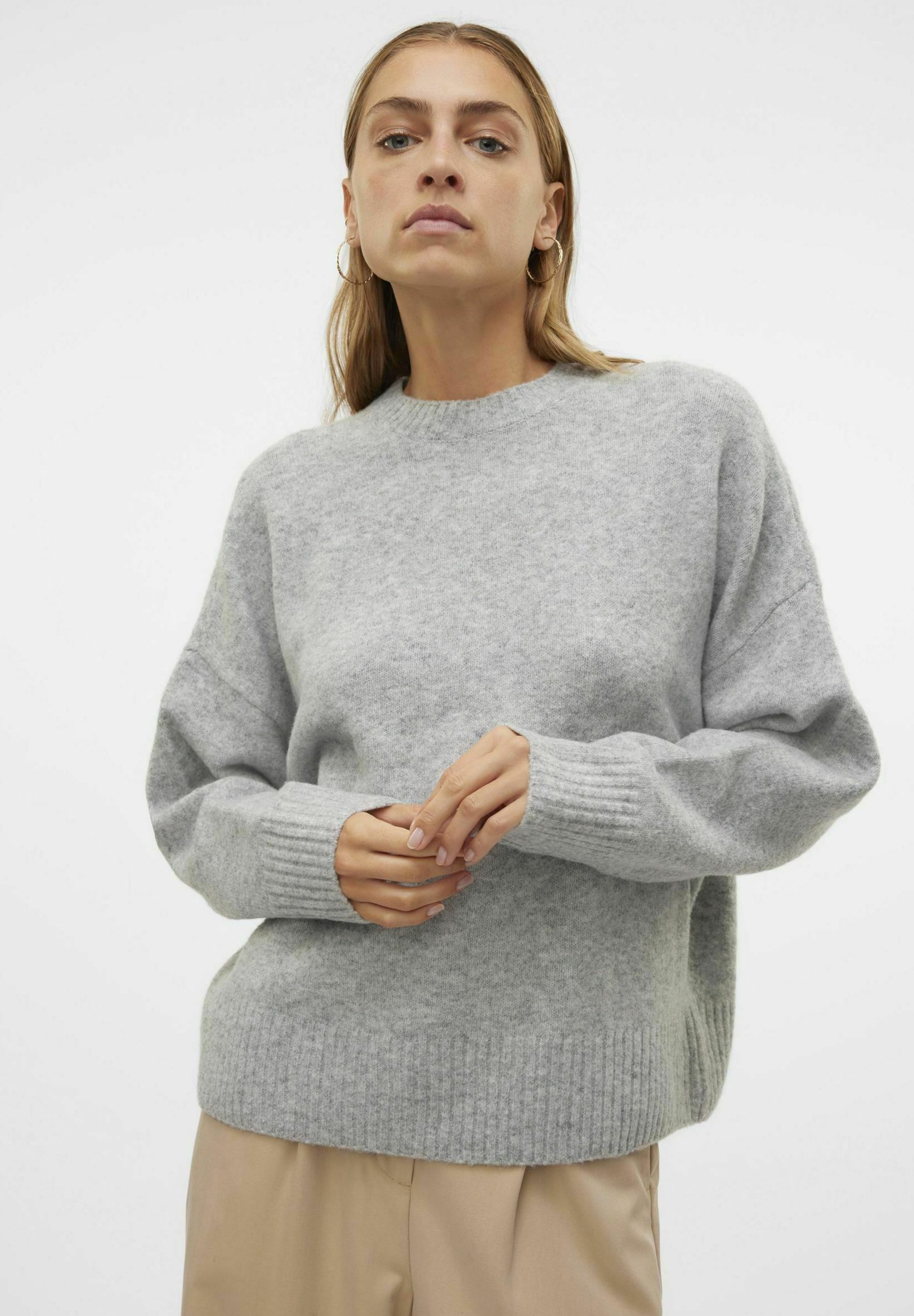 Vero Moda VMBOOM O-NEK - Trui - lichtgrijs gemêleerd