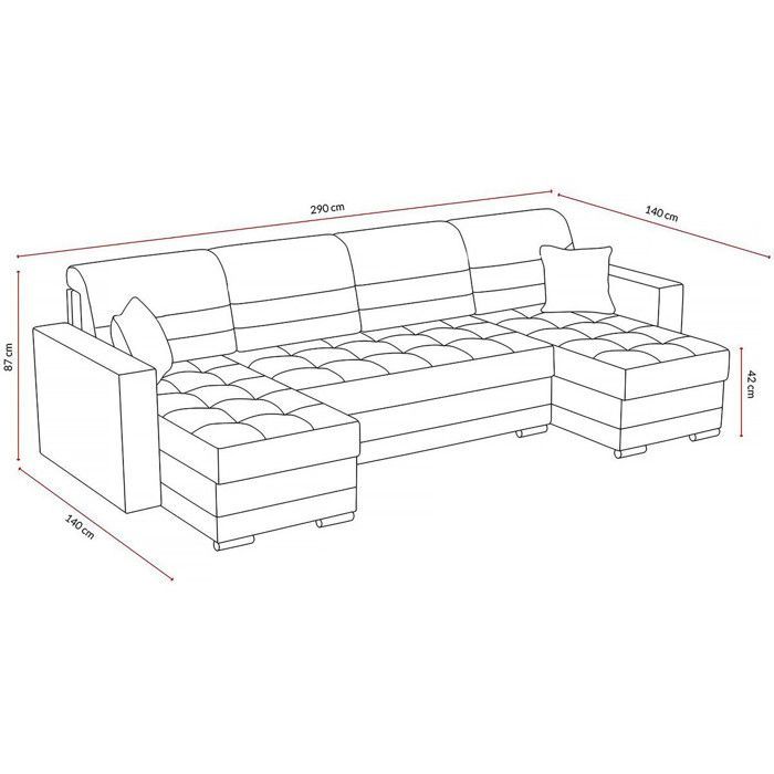 Sofá panorámico convertible de 5 plazas 