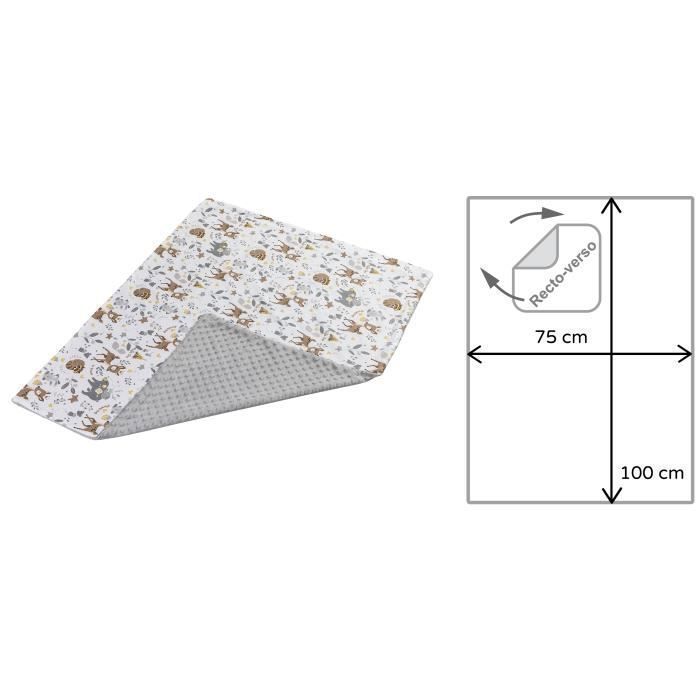 Medi Partners 100% Cotton Double-Sided Baby Blanket 75x100cm for Stroller (Deer and Grey Minky)