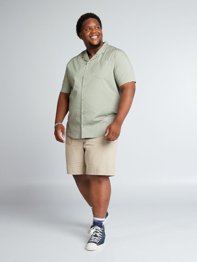 Camisa de corte reto com bolso - cinza