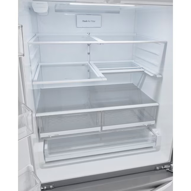 LG Craft Ice Smart WiFi -yhteensopiva 27,8 kuutiojalan (7,3 kuutiometrin) 4-ovinen älykäs ranskalainen ovijääkaappi kahdella jääpalakoneella (sormenjälkitunnistin) ENERGY STAR