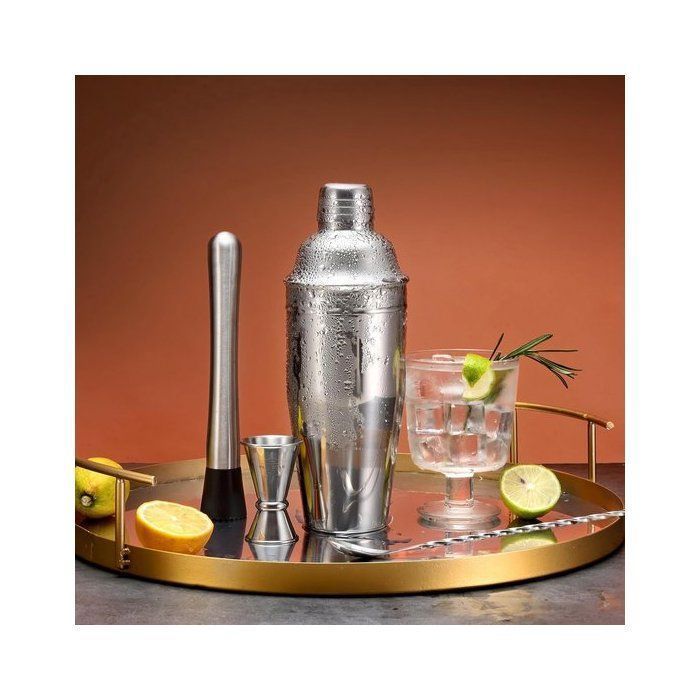 Juego de coctelería casera de 6 piezas, coctelera de acero inoxidable de 750 ml, juego de coctelería Label