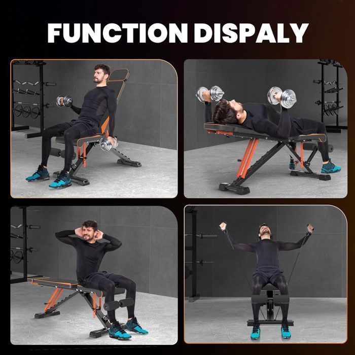 Banc de musculation - DSKEUZEEW - Ajustable - Capacité 400 kg - Pliable - Noir