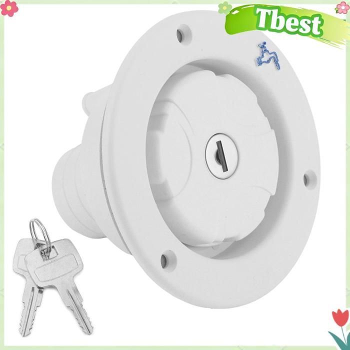 Tapón de entrada de agua dulce con cerradura y 2 llaves, escotilla estanca para caravana, autocaravana, vehículo recreativo, tapón de llenado de agua