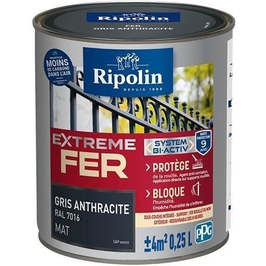 Pintura para exteriores RIPOLIN color hierro - Gris antracita mate, 0,25 L